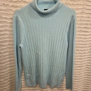 Talbots Turtleneck Ribbed Pullover‎ sweater womens Large Classic NWT Robin Egg